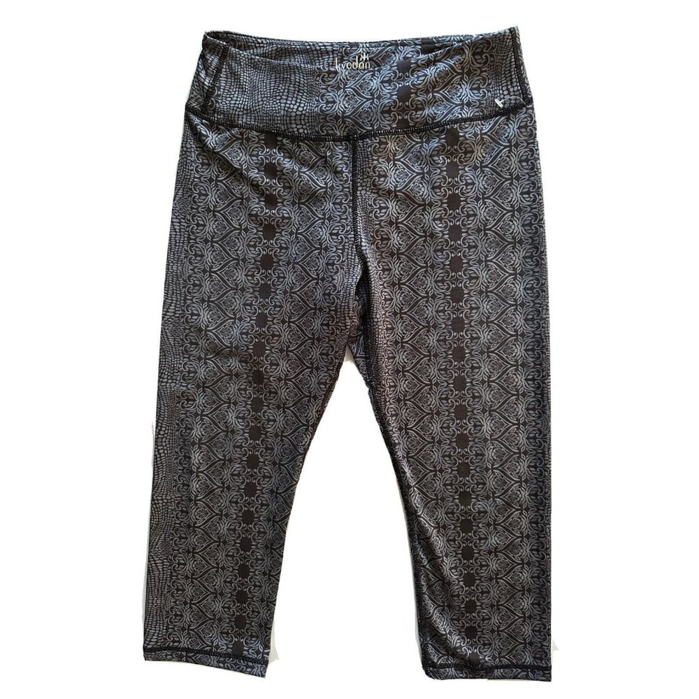 Kyodan Women’s Gray Geometric Print Cropped Athletic Yoga Leggings Size Small